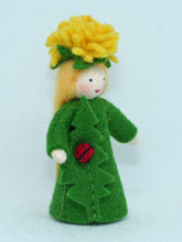 Dandelion Fairy (miniature standing felt doll, flower hat)