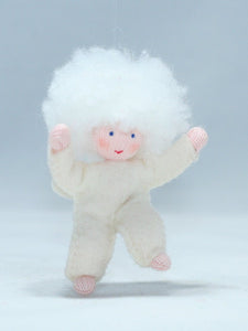 Handmade Snow Baby Doll by Ambrosius – Eco-Friendly Wool Felt Waldorf Toy from Eco Flower Fairies LLC