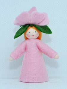 Sweet Briar Fairy (miniature standing felt doll, flower hat)