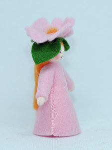 Sweet Briar Fairy (miniature standing felt doll, flower hat)