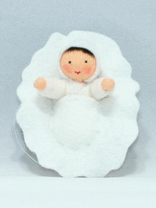 Baby in Walnut Cradle | Waldorf Doll Shop | Eco Flower Fairies | Handmade by Ambrosius