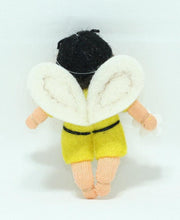 Bee Baby (miniature bendable hanging felt doll, with onesie) - Eco Flower Fairies LLC - Waldorf Doll Shop - Handmade by Ambrosius