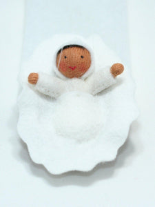 Baby in Walnut Cradle | Waldorf Doll Shop | Eco Flower Fairies | Handmade by Ambrosius