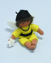 Bee Baby (miniature bendable hanging felt doll, with onesie) - Eco Flower Fairies LLC - Waldorf Doll Shop - Handmade by Ambrosius