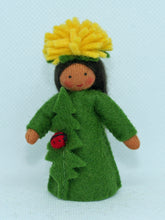 Dandelion Fairy (miniature standing felt doll, flower hat)