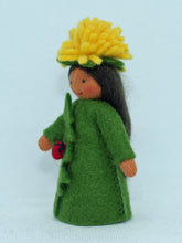 Dandelion Fairy (miniature standing felt doll, flower hat)