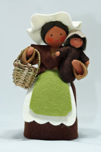 Mother Earth with Baby Seed - Eco Flower Fairies, handmade wool felt Waldorf dolls | Handmade by Ambrosius