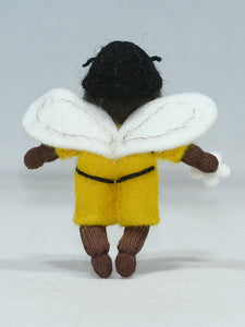 Bee Baby (miniature bendable hanging felt doll, with apron) - Eco Flower Fairies LLC - Waldorf Doll Shop - Handmade by Ambrosius