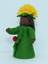 Dandelion Fairy (miniature standing felt doll, flower hat)