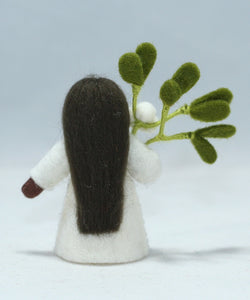 Mistletoe Fairy (miniature standing felt doll, holding berry)