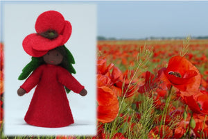 Red Poppy Fairy | Waldorf Doll Shop | Eco Flower Fairies | Handmade by Ambrosius