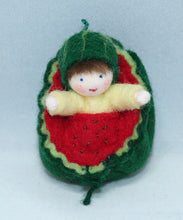 Handmade Watermelon Baby Doll by Ambrosius – Eco-Friendly Wool Felt Waldorf Toy from Eco Flower Fairies LLC
