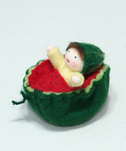Handmade Watermelon Baby Doll by Ambrosius – Eco-Friendly Wool Felt Waldorf Toy from Eco Flower Fairies LLC