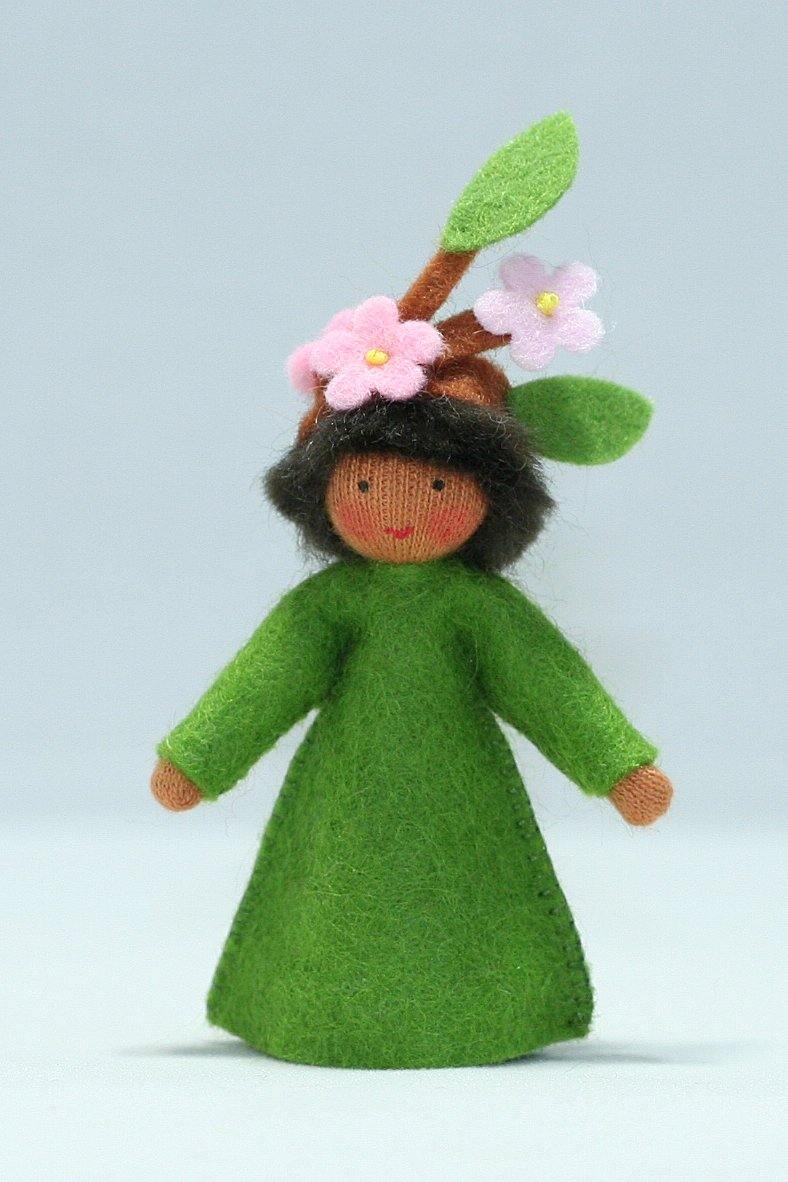 Apple Blossom Fairy Doll – 2.5” Handmade Felt Waldorf Decoration