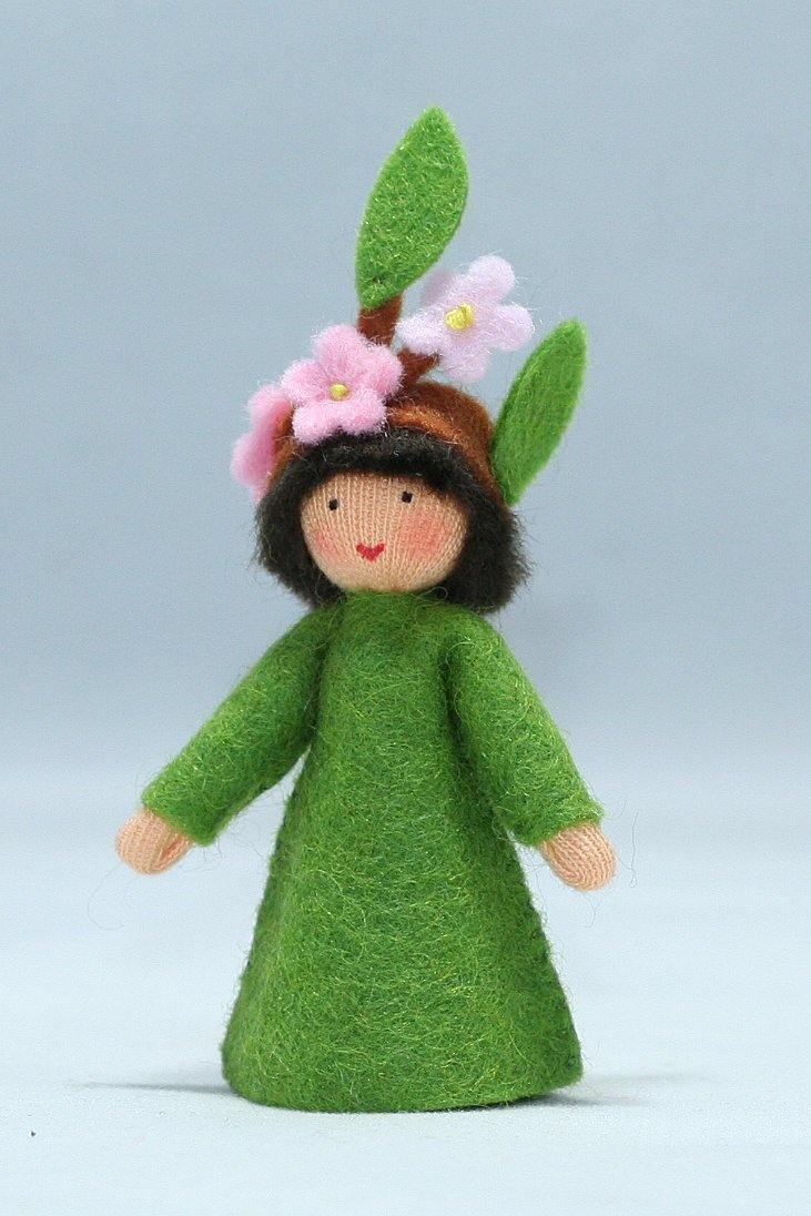 Apple Blossom Fairy Doll – 2.5” Handmade Felt Waldorf Decoration