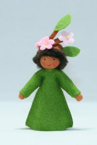 Apple Blossom Prince (miniature standing felt doll, flower hat) - Eco Flower Fairies LLC - Waldorf Doll Shop - Handmade by Ambrosius