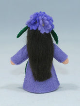 Alpine Aster Fairy (miniature standing felt doll, flower hat)