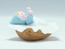Baby Doll in Walnut Manger – 2" Handmade Felt Waldorf Decoration by Ambrosius