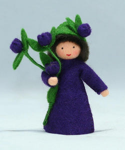 Handmade Blueberry Fairy Doll by Ambrosius – Eco-Friendly Wool Felt Waldorf Toy from Eco Flower Fairies LLC
