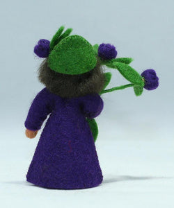 Blueberry Fairy Doll – 2.5” Handmade Felt Waldorf Decoration by Ambrosius