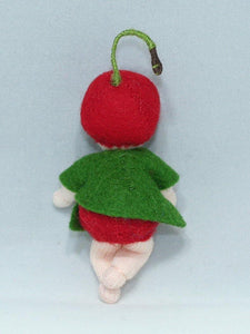 Cherry Baby Doll – 2.5” Handmade Felt Waldorf Decoration by Ambrosius