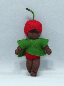 Handmade Cherry Baby Doll by Ambrosius – Eco-Friendly Wool Felt Waldorf Toy from Eco Flower Fairies LLC