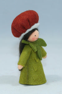 Chestnut Fairy (miniature standing felt doll, fruit hat)