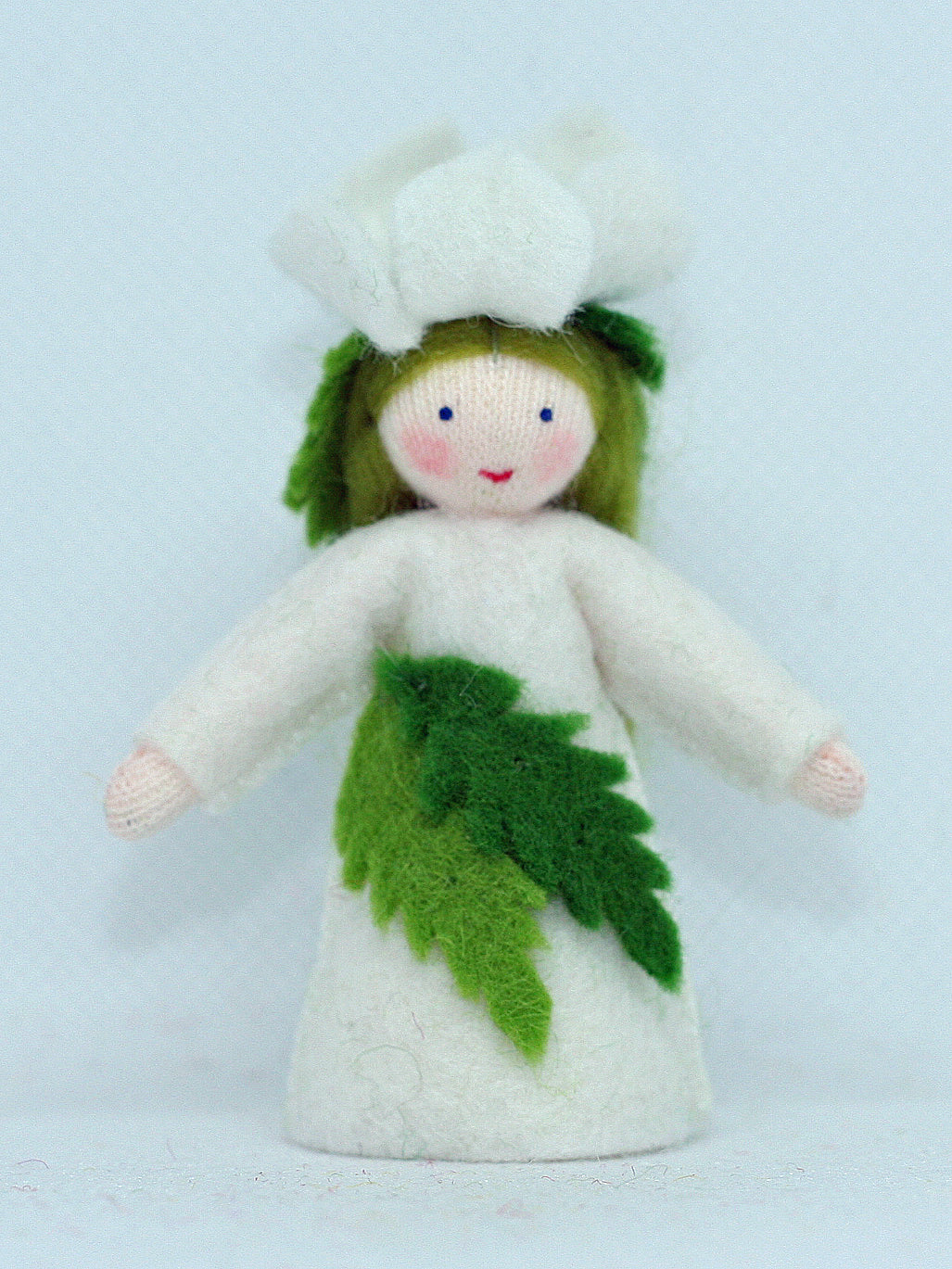 Christmas Rose Fairy (miniature standing felt doll, flower hat)