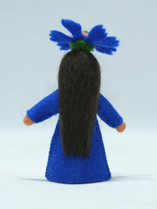 Cornflower Fairy Doll – 2.5” & 3" Handmade Felt Waldorf Decorations by Ambrosius