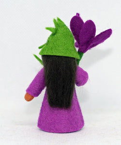 Crocus Fairy Doll – 2.5” Handmade Felt Waldorf Decoration by Ambrosius