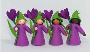 Crocus Fairy (2.5" handmade decorative felt doll)