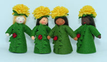 Dandelion Fairy (miniature standing felt doll, flower hat)