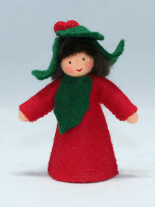 Handmade Holly Berry Fairy Doll by Ambrosius – Eco-Friendly Wool Felt Waldorf Toy from Eco Flower Fairies LLC