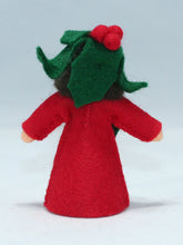 Holly Berry Fairy Doll – 2.5" Handmade Felt Waldorf Decoration by Ambrosius