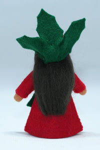 Holly Berry Fairy Doll – 2.5" Handmade Felt Waldorf Decoration by Ambrosius