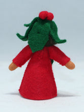 Holly Berry Fairy Doll – 2.5" Handmade Felt Waldorf Decoration by Ambrosius
