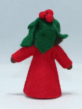 Holly Berry Fairy Doll – 2.5" Handmade Felt Waldorf Decoration by Ambrosius