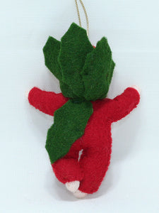 Holly Berry Baby Doll – 2.5" Handmade Felt Waldorf Decoration by Ambrosius