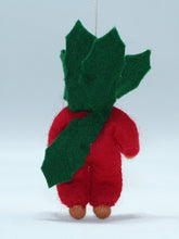 Holly Berry Baby Doll – 2.5" Handmade Felt Waldorf Decoration by Ambrosius