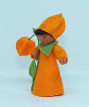 Japanese Lantern Prince (miniature standing felt doll, holding flower)
