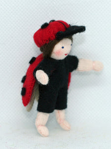 Ladybug Baby (miniature bendable hanging felt doll)