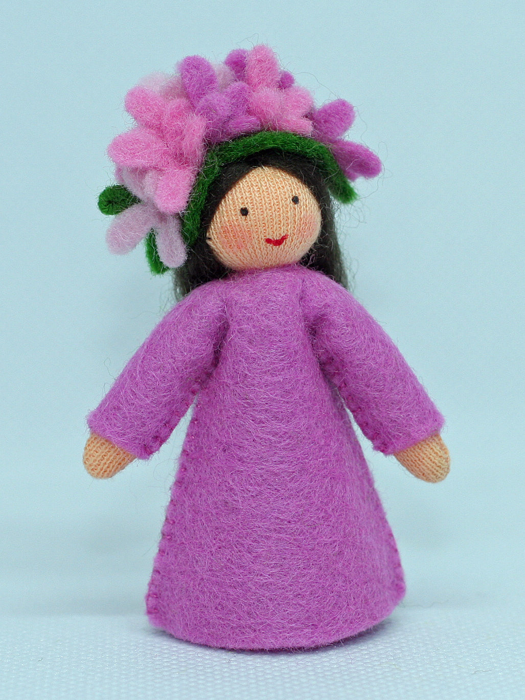 Lilac Fairy (miniature standing felt doll, flower hat)
