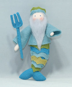 Handmade Mermaid King Doll by Ambrosius – Eco-Friendly Wool Felt Waldorf Toy from Eco Flower Fairies LLC