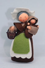 Mother Earth with Baby Seed (set of one standing and one wrapped miniature felt dolls)