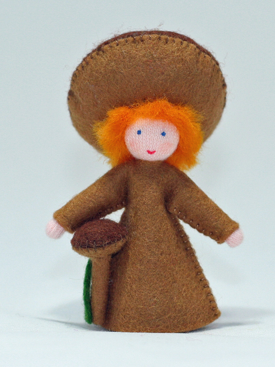 Handmade Portabella Mushroom Fairy Doll by Ambrosius – Eco-Friendly Wool Felt Waldorf Toy from Eco Flower Fairies LLC