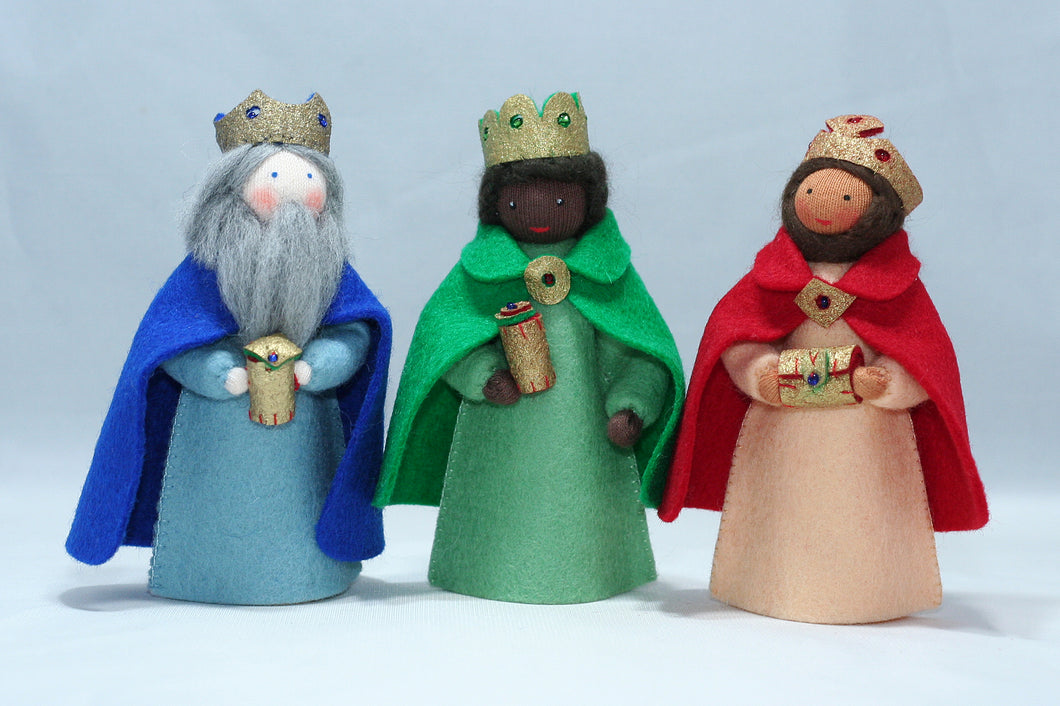Handmade Nativity Three Kings Doll Set by Ambrosius – Eco-Friendly Wool Felt Waldorf Toy from Eco Flower Fairies LLC