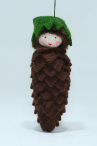 Handmade Pine Cone Baby Doll by Ambrosius – Eco-Friendly Wool Felt Waldorf Toy from Eco Flower Fairies LLC
