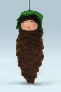 Handmade Pine Cone Baby Doll by Ambrosius – Eco-Friendly Wool Felt Waldorf Toy from Eco Flower Fairies LLC
