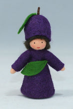 Plum Prince (miniature standing felt doll, fruit hat)