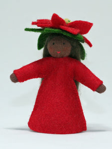 Handmade Poinsettia Fairy Doll by Ambrosius – Eco-Friendly Wool Felt Waldorf Toy from Eco Flower Fairies LLC